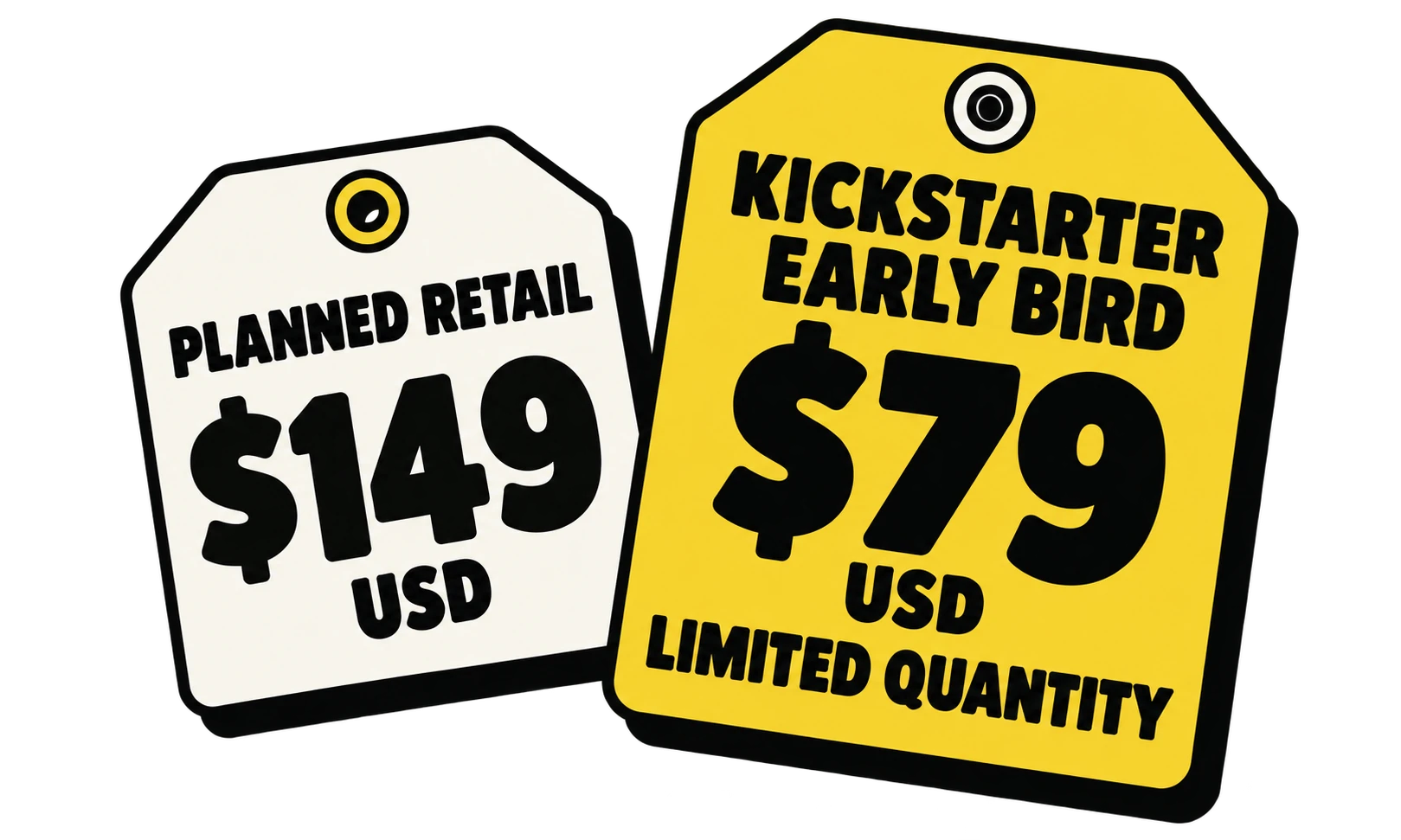 Planned retail: $149 USD. Kickstarter early bird: $79 USD, limited quantity.